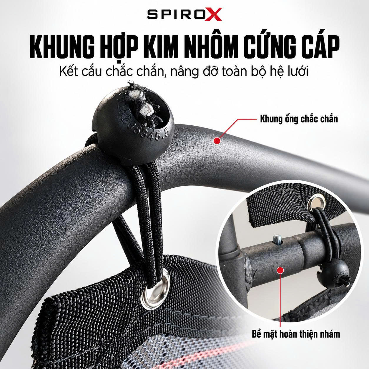 Bộ Khung Lưới Phản Bóng Pickleball SpiroX Chính Hãng - 2in1 - Mặt Lưới Phản Hồi Cao - Khung Hợp Kim Cứng Cáp - Tiện Lợi